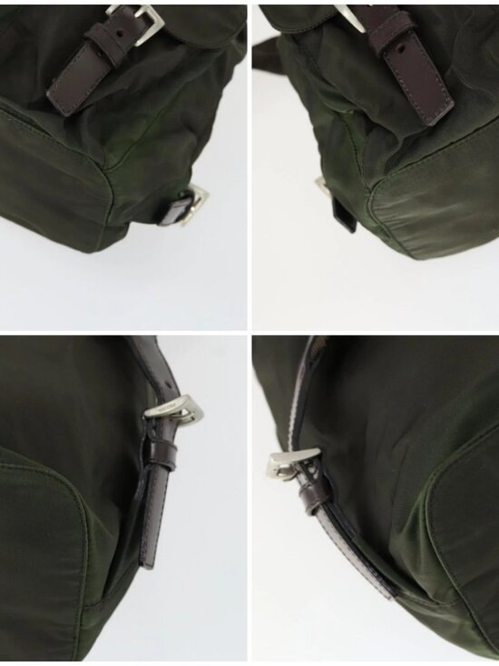 PRADA Backpack Nylon Khaki Silver Auth 168379 main image 11